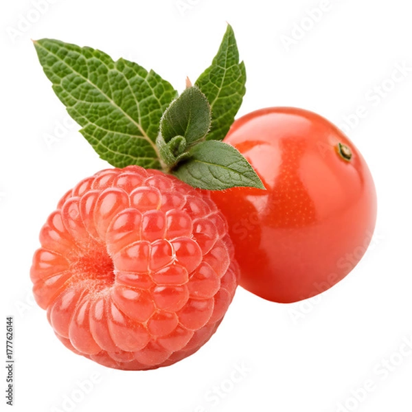 Obraz A whole coral berry fruit isolated on a transparent background