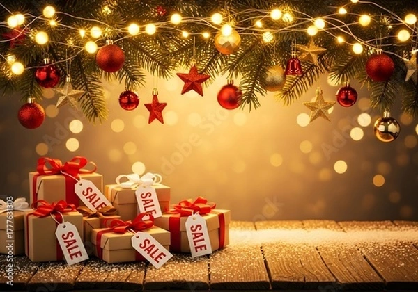 Fototapeta christmas tree with gift boxes