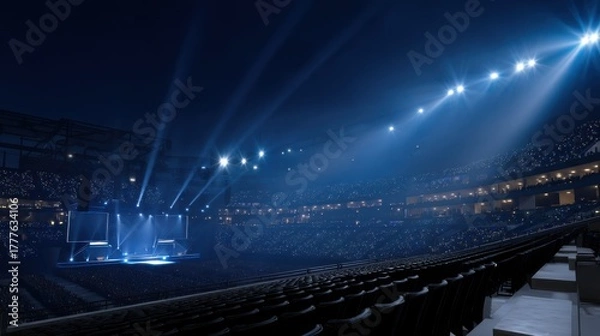 Obraz Futuristic esports arena with massive projections and immersive lighting effects