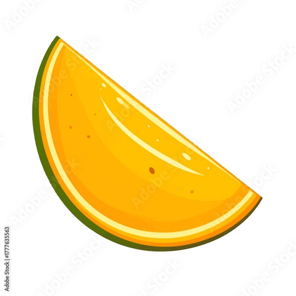 Fototapeta A Bright Yellow Citrus Slice With Green Rind Isolated On A White Background With Visible Texture And Shine