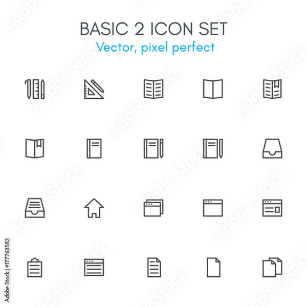 Fototapeta Basic 2 theme line icon set.
