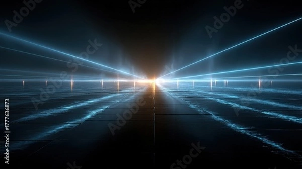Fototapeta Futuristic Laser Light Abstract with Glowing Lines and Reflections