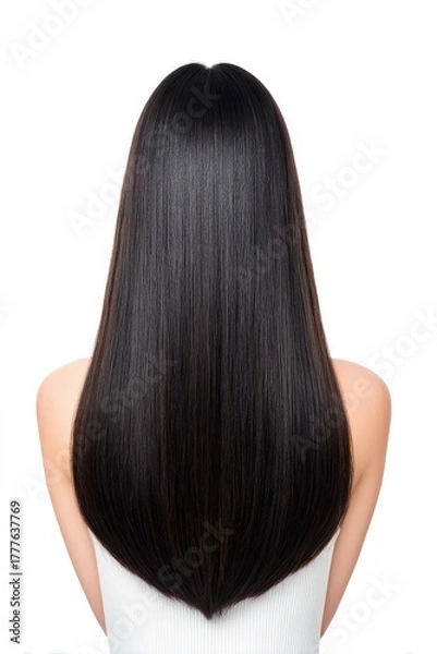 Fototapeta Glossy Long Straight Hair with Natural Shine and Smooth Texture