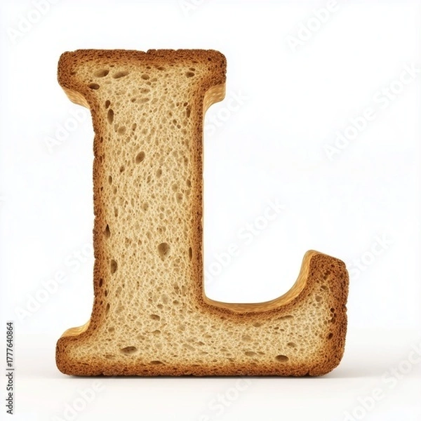 Obraz Loaf bread with dry edges in the shape of the letter L for children's food, isolated white