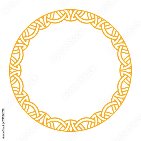 Fototapeta Elegant circular frame with intricate celtic and viking patterns in a minimalist style.
