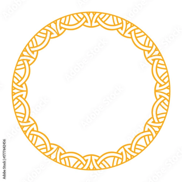 Obraz Ornate circular frame with interwoven celtic and nordic motifs, perfect for crafts and design projects.