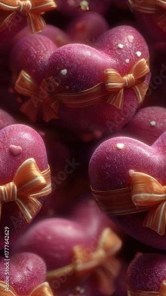 Fototapeta Colorful heart-shaped chocolates for celebrations.