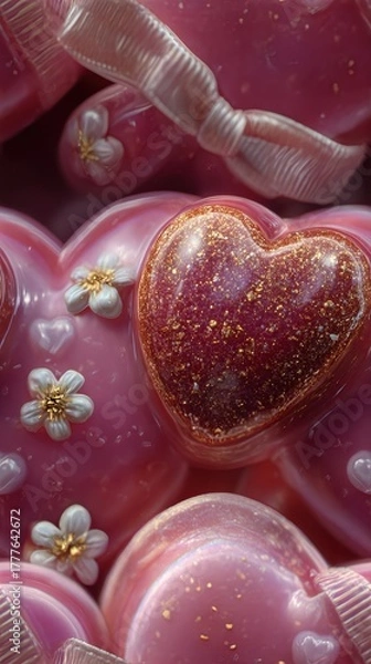Fototapeta Colorful heart-shaped confections for gifting.