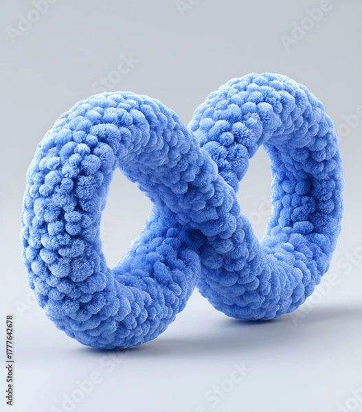 Obraz Fluffy Infinity Symbol in Soft Blue Tones Highlighting Textural Detail and Dimensional Form Graphic Art