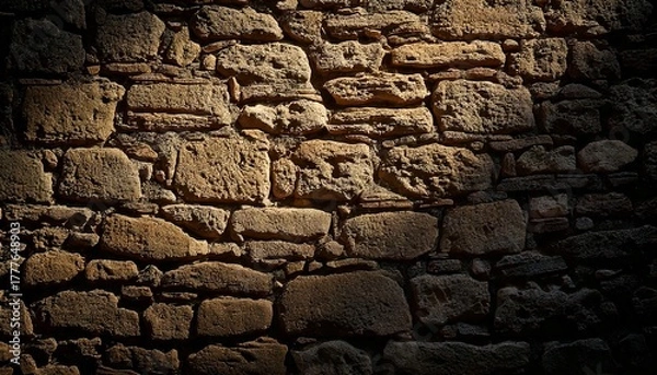 Obraz Old brick wall surface with deep shadows and highlights