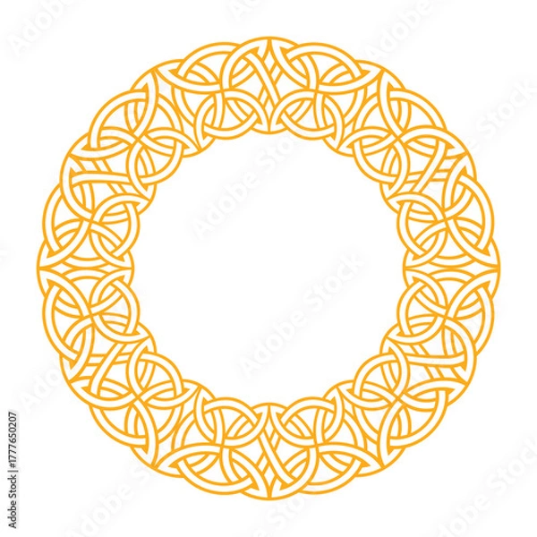 Fototapeta Detailed circular celtic frame with nordic motifs, perfect for decoration, art projects, and design.
