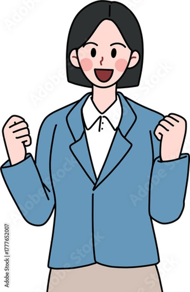 Fototapeta cheering office worker