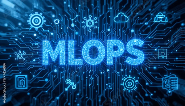 Obraz MLOps Integration and Deployment Framework Showcasing Machine Learning Model Lifecycle Management, Automated Pipelines, Continuous Integration and Delivery (CI/CD), Scalable Cloud Infrastructure