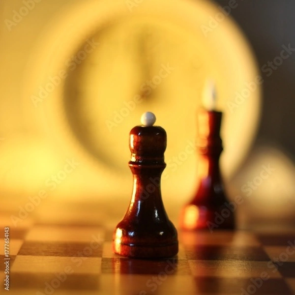 Fototapeta chess pieces king and queen on the chess board