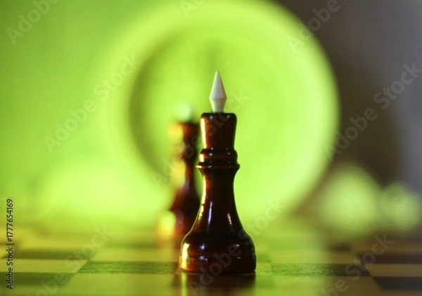 Fototapeta chess pieces king and queen on the chess board