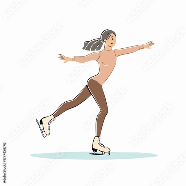 Obraz Patineuse sur glace, isolée sur fond blanc