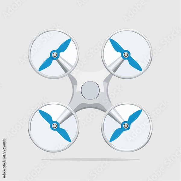 Obraz Drone quadrirotor vu du dessus, isolé sur un fond blanc 