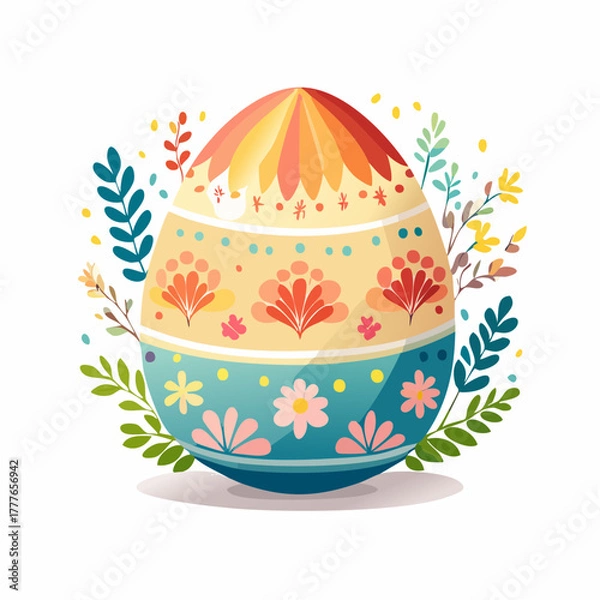 Obraz Joli oeuf de Pâques décoré, isolé sur fond blanc