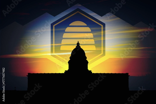 Obraz Utah State Capitol with Utah State Flag