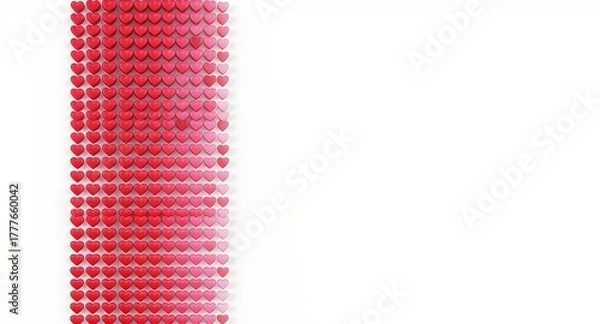 Fototapeta Arrangement of Small Red and Pink Heart Candies on White Background