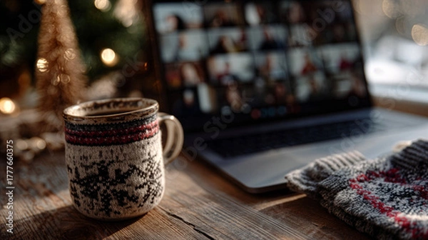 Fototapeta Remote Work Campaign - Cozy Video Call Scene - Human Connection