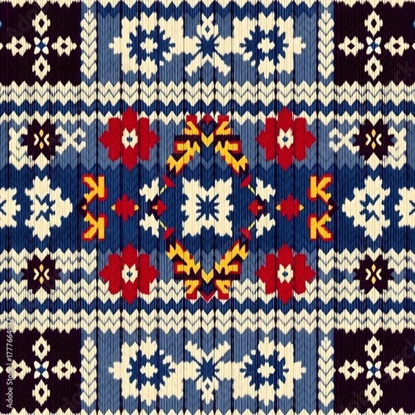 Fototapeta seamless fair isle knitted pattern