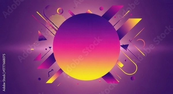 Obraz Dynamic geometrical shapes composition with vibrant gradient background