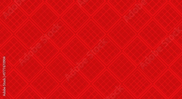 Obraz Repeating red diamond grid, layered geometric background pattern