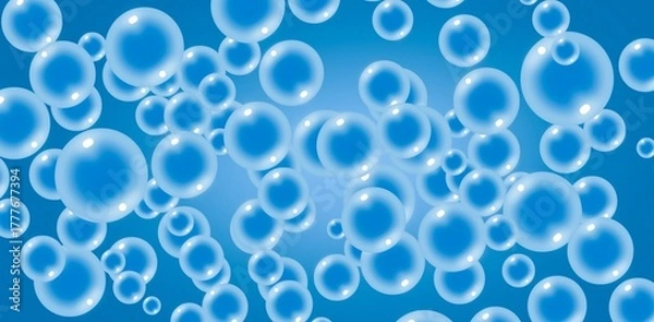 Obraz Blue water bubbles background with clear floating spheres