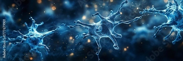 Fototapeta advanced visualization of nervous system neurons in digital art style for medical and scientific use
