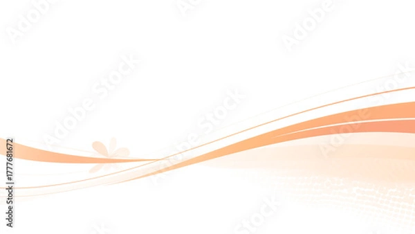 Obraz 白い背景に広がるオレンジ色の抽象的な波模様