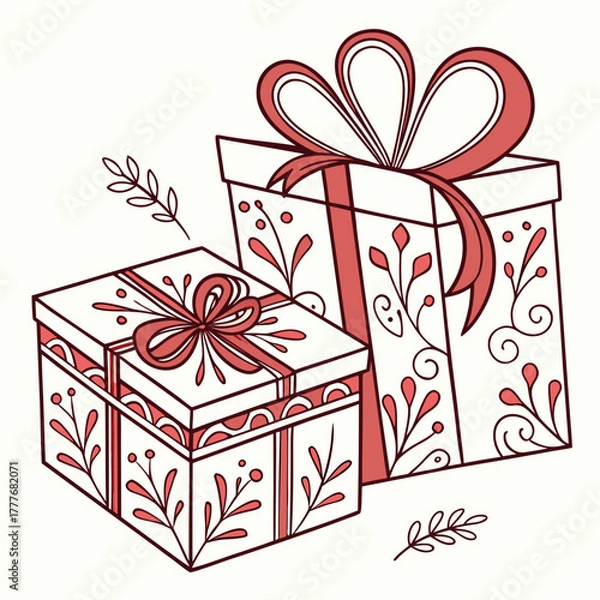 Obraz Two christmas gift boxes with red ribbons