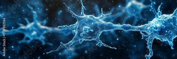 Fototapeta highly detailed artistic illustration of neurons in the brain showing synapses and neural networks for medical, science, and technology concepts