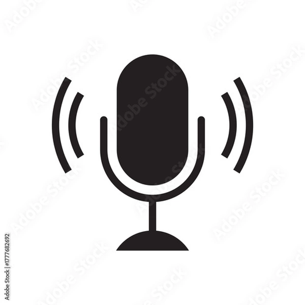 Fototapeta Solid Dynamic Voice Recording Microphone Sound Waves