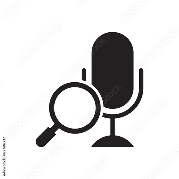 Fototapeta Solid Voice Search Microphone with Magnifying Glass