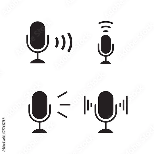 Fototapeta Solid Microphone Dynamic Sound and Signal Status Icons