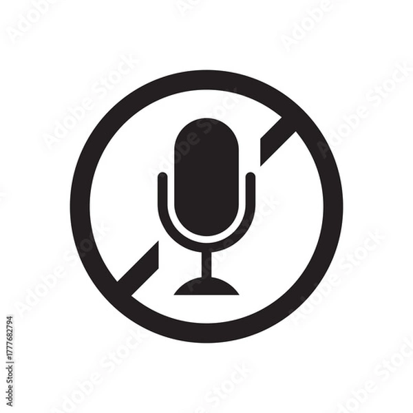 Fototapeta Solid Recording Prohibited Microphone No Entry Sign