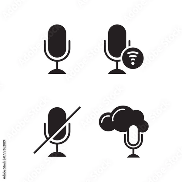 Fototapeta Bold Solid Voice and Audio Interface Icon Collection