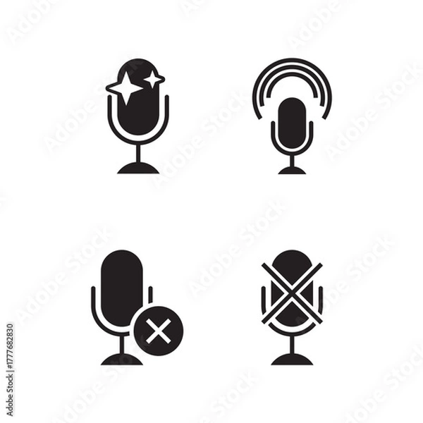 Fototapeta Solid Microphone Interaction Star Mute Cancellation Set