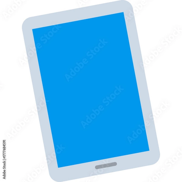 Fototapeta A Modern White Tablet Device With A Bright Blue Screen And A Home Button On A Transparent Background Representing Technology And Digital Connection