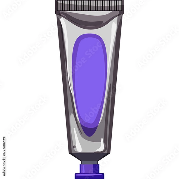 Fototapeta A purple toothpaste tube with a gray cap and white background illustration