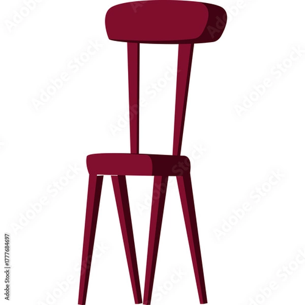 Fototapeta A Simple Maroon Chair With A Tall Back And Four Legs Presented On A White Background With No Distractions Or Clutter