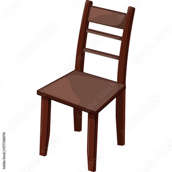 Fototapeta A Simple Wooden Chair with a Warm Brown Finish and a Transparent Background Ideal for Design Projects