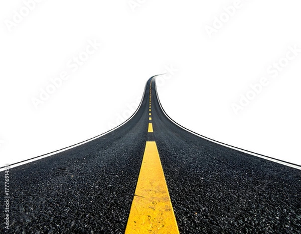 Obraz Black asphalt road with yellow line stretching into darkness