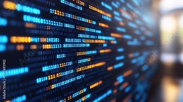 Obraz digital binary code stream in computer network technology concept