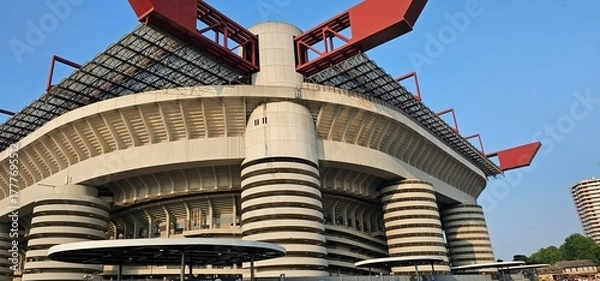 Fototapeta The San Siro stadium seen from outside in Milan, the temple of international football for Milan and Inter and a venue for concerts from all over the world