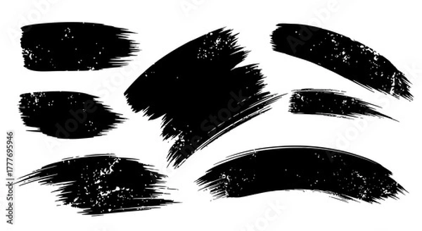 Fototapeta Black Brush Strokes Collection on White Background 2.