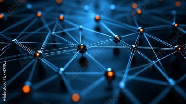 Obraz futuristic technology network of connectors and nodes for innovation and digital transformation