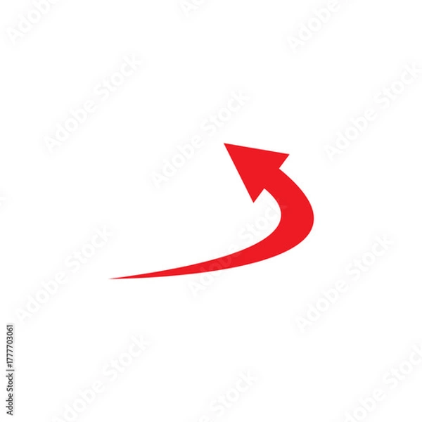 Obraz Dynamic red curved arrow icon pointing upwards and right symbolizing growth progress success direction and achievement