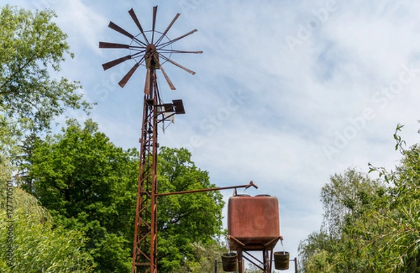 Obraz old wind water pump